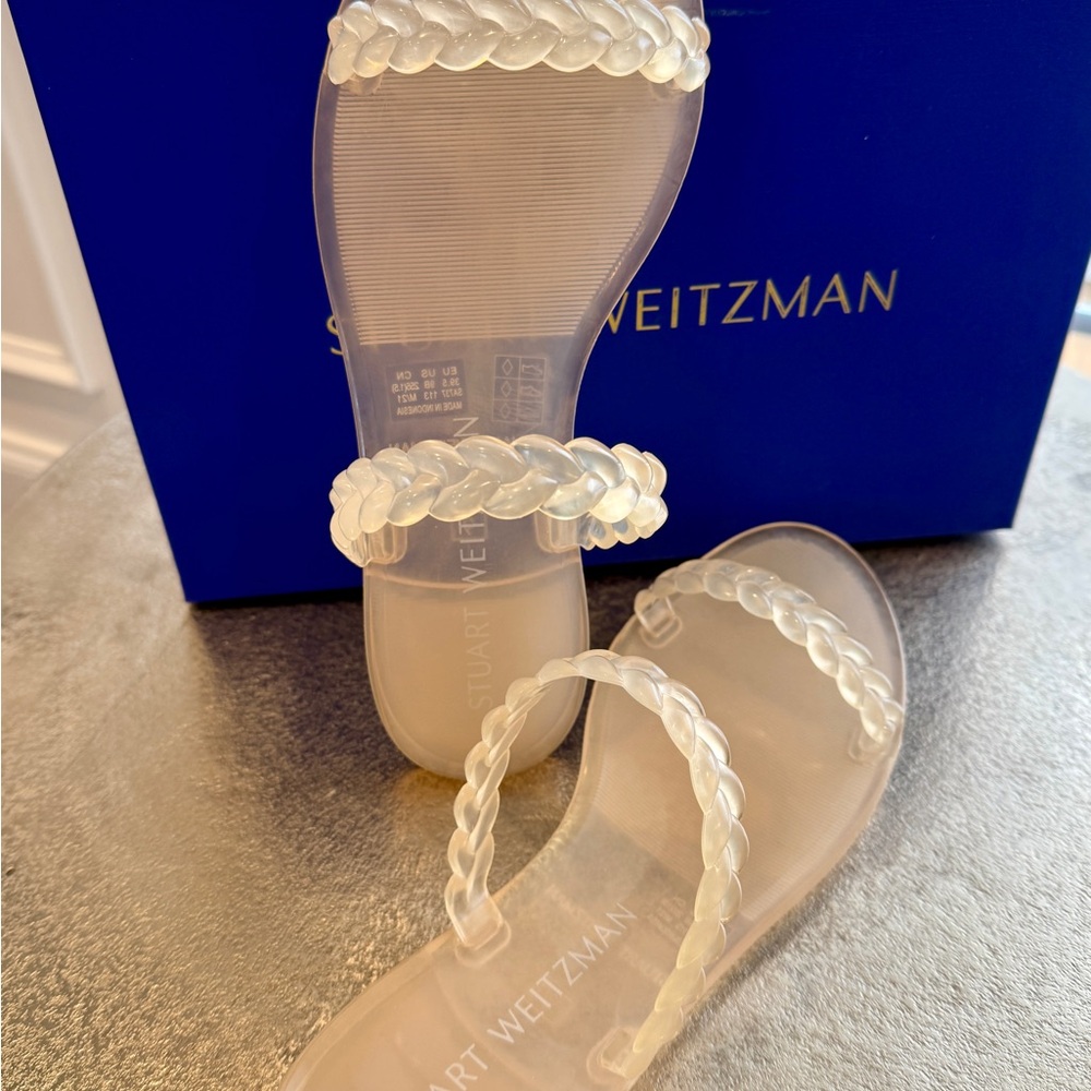 Stuart Weitzman Cream Braided Sandals